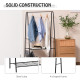 Metal Clothes Rack Coat Garment Hanger Hallway Organiser Hanging Rail Stand 2-tier Shoe Shelving A Shaped 77L x 45W x 153H cm Bl