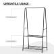Metal Clothes Rack Coat Garment Hanger Hallway Organiser Hanging Rail Stand 2-tier Shoe Shelving A Shaped 77L x 45W x 153H cm Bl