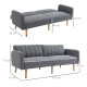 3 Seater Sofa Bed, Convertible Linen Fabric Sofa Couch, Click Clack Sofabed with Adjustable Split Backrest for Living Room, Bedr