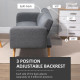 3 Seater Sofa Bed, Convertible Linen Fabric Sofa Couch, Click Clack Sofabed with Adjustable Split Backrest for Living Room, Bedr