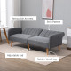 3 Seater Sofa Bed, Convertible Linen Fabric Sofa Couch, Click Clack Sofabed with Adjustable Split Backrest for Living Room, Bedr