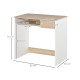Compact Computer Desk with Keyboard Tray, Home Office Desk with Drawer for Bedroom Study, Oak Colour
