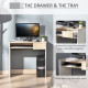 Compact Computer Desk with Keyboard Tray, Home Office Desk with Drawer for Bedroom Study, Oak Colour