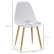 Modern Dining Chairs Set of 4, Kitchen Chairs with Backrest and Steel Legs for  for Dining Room, Living Room, White