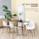 Modern Dining Chairs Set of 4, Kitchen Chairs with Backrest and Steel Legs for  for Dining Room, Living Room, White