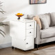 Multi-Storage Six-Person Drop Leaf Dining Table -  White