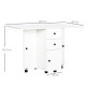 Multi-Storage Six-Person Drop Leaf Dining Table -  White