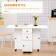 Multi-Storage Six-Person Drop Leaf Dining Table -  White