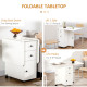 Multi-Storage Six-Person Drop Leaf Dining Table -  White