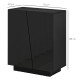 High Gloss Storage Cabinet, Freestanding Storage Cupboard with Adjustable Shelves for Living Room, Bedroom, Hallway, Black
