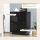 High Gloss Storage Cabinet, Freestanding Storage Cupboard with Adjustable Shelves for Living Room, Bedroom, Hallway, Black