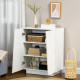 High Gloss Storage Cabinet, Freestanding Storage Cupboard with Adjustable Shelves for Living Room, Bedroom, Hallway, White