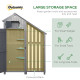 Outsunny Garden Outdoor Storage Shed Outdoor Tool Shed with 3 Shelves and Tilt Roof, 129x51.5x180cm, Grey