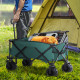 Outsunny Outdoor Folding Garden Trolley on Wheels, Pull Along Camping Cart, Cargo Wagon Trailer with Telescopic Handle, Big Whee