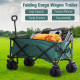 Outsunny Outdoor Folding Garden Trolley on Wheels, Pull Along Camping Cart, Cargo Wagon Trailer with Telescopic Handle, Big Whee