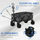 Outsunny Outdoor Pull Along Cart Folding Cargo Wagon Trailer Trolley for Beach Garden with Handle, Anti-Slip Wheel - Dark Grey