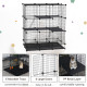 PawHut 3 Level DIY Pet Playpen Metal Small Animal Cage Rabbit Ferret Chinchillas Cage 4 Doors Bottom Trays Black