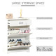 Shoe Cabinet, Slim Shoe Storage Cabinet with Drawer, 2 Flip-up Doors and Adjustable Shelf, Narrow Shoe Cupboard for 16 Pairs of 
