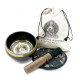 Hand Beaten &amp; Engraved Singing Bowl Gift Set - 14cm - Teachings Buddha