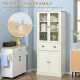 Freestanding Kitchen Cupboard, 5-tier Storage Cabinet with Adjustable Shelves and Drawer for Living Room, Dining Room, Cream Whi