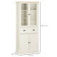 Freestanding Kitchen Cupboard, 5-tier Storage Cabinet with Adjustable Shelves and Drawer for Living Room, Dining Room, Cream Whi