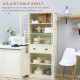 Freestanding Kitchen Cupboard, 5-tier Storage Cabinet with Adjustable Shelves and Drawer for Living Room, Dining Room, Cream Whi