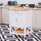 Kitchen Storage Trolley Cart Rolling Wheels Shelves Cupboard W/ Drawer And Towel Rail Rubber Wood Worktop White