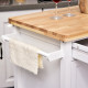 Kitchen Storage Trolley Cart Rolling Wheels Shelves Cupboard W/ Drawer And Towel Rail Rubber Wood Worktop White
