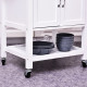Kitchen Storage Trolley Cart Rolling Wheels Shelves Cupboard W/ Drawer And Towel Rail Rubber Wood Worktop White
