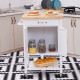 Kitchen Storage Trolley Cart Rolling Wheels Shelves Cupboard W/ Drawer And Towel Rail Rubber Wood Worktop White