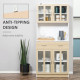 Modern Kitchen Cupboard, Freestanding Storage Cabinet Hutch with Central Drawer, 2 Glass Door Cabinets and Countertop, 180cm
