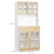 Modern Kitchen Cupboard, Freestanding Storage Cabinet Hutch with Central Drawer, 2 Glass Door Cabinets and Countertop, 180cm