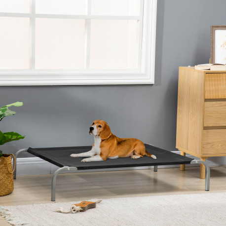 PawHut Elevated Pet Bed Cooling Raised Cot Style Bed for Large Medium Sized Dogs with Non-slip Pads Steel Frame Breathable Mesh 