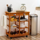 Rolling Kitchen Island Trolley Cart Drawer Shelves Basket Wheels W/  6 Bottle Wine Rack, Honey Colour