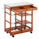 Rolling Kitchen Island Trolley Cart Drawer Shelves Basket Wheels W/  6 Bottle Wine Rack, Honey Colour
