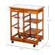 Rolling Kitchen Island Trolley Cart Drawer Shelves Basket Wheels W/  6 Bottle Wine Rack, Honey Colour