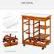 Rolling Kitchen Island Trolley Cart Drawer Shelves Basket Wheels W/  6 Bottle Wine Rack, Honey Colour