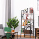 Bookcase 4-Tier Vintage Ladder Shelf with Wood Storage Rack, Stand Plants Display, Black and Brown
