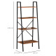 Bookcase 4-Tier Vintage Ladder Shelf with Wood Storage Rack, Stand Plants Display, Black and Brown