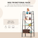 Bookcase 4-Tier Vintage Ladder Shelf with Wood Storage Rack, Stand Plants Display, Black and Brown