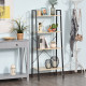 Bookcase 4-Tier Vintage Ladder Shelf with Wood Storage Rack, Stand Plants Display, Black and Natural