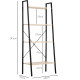 Bookcase 4-Tier Vintage Ladder Shelf with Wood Storage Rack, Stand Plants Display, Black and Natural