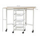Drop-Leaf Kitchen Cart Trolley w/ 3 Baskets Drawer Surface Top 6 Universal Wheels Rolling Storage Unit Kitchen Home Dining Islan