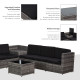 Outsunny 6-Seater Rattan Sofa Furniture Set W/ Cushions, Steel Frame-Grey