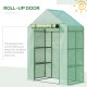 Outsunny Walk In Greenhouse with Shelves, Portable Gardening Plant Grow House for Outdoor with 2 Tier Shelf, Roll-Up Zippered Do