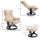 Faux Leather Recliner Chair and Footstool, Swivel Upholstered Armchair and Footstool with Adjustable Backrest, Solid Wood Base f