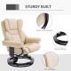 Faux Leather Recliner Chair and Footstool, Swivel Upholstered Armchair and Footstool with Adjustable Backrest, Solid Wood Base f