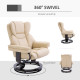 Faux Leather Recliner Chair and Footstool, Swivel Upholstered Armchair and Footstool with Adjustable Backrest, Solid Wood Base f