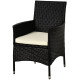 Outsunny 2 PC Outdoor Rattan Armchair Dining Chair Garden Patio Furniture w/ Armrests Cushions Deep Coffee