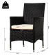 Outsunny 2 PC Outdoor Rattan Armchair Dining Chair Garden Patio Furniture w/ Armrests Cushions Deep Coffee